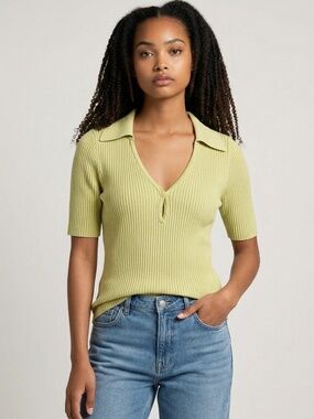 Weekend Stories Dane Knit Top Green Size Small (M)‎